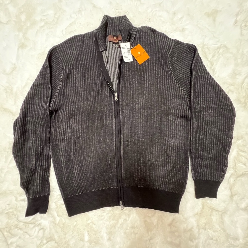 Toscano Ribbed Men’s Zip-up Jacket - Picture 2 of 5